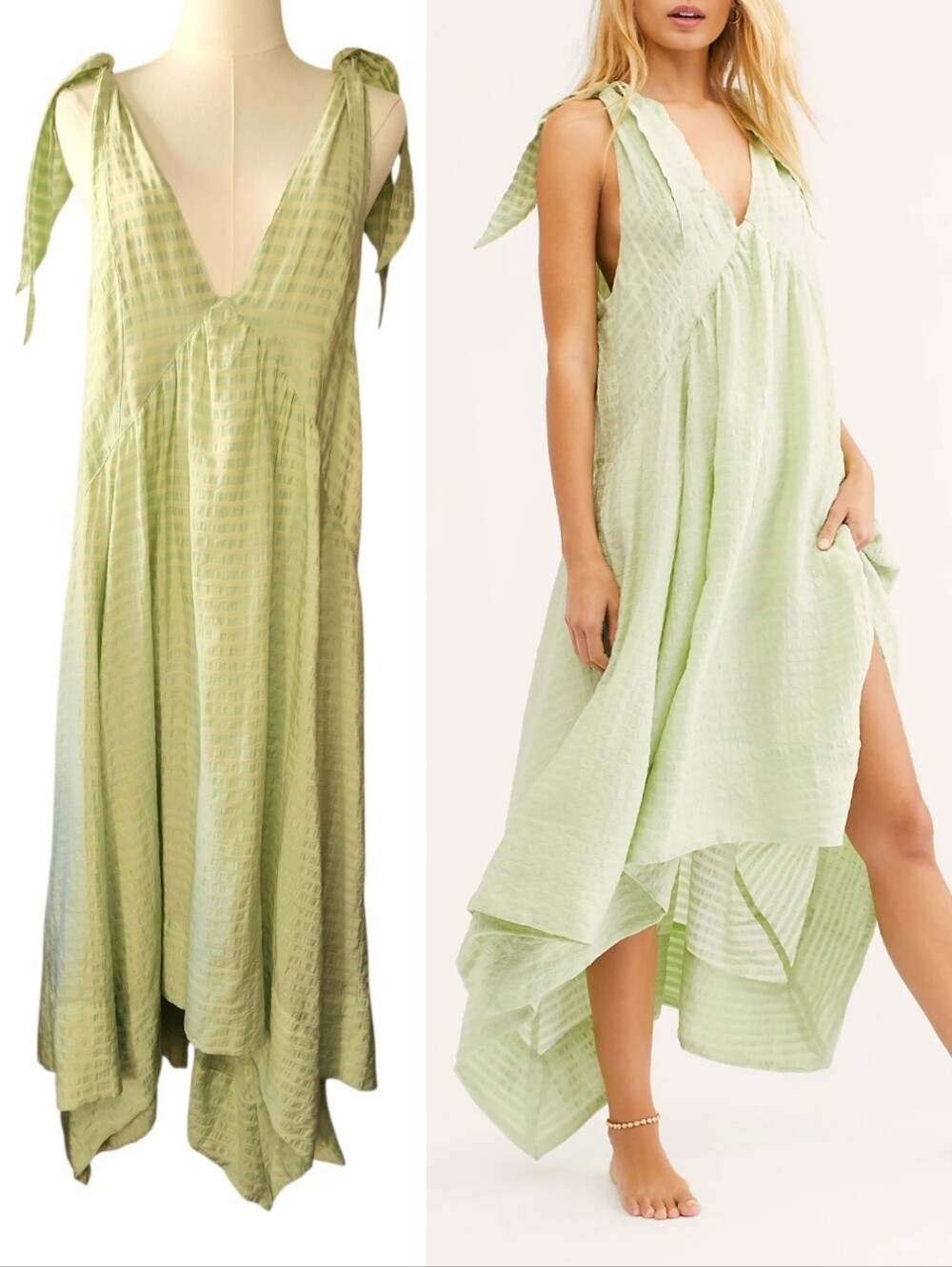 Free People Celine Dress in the color Honeydew Green Linen Blend Sz Medium